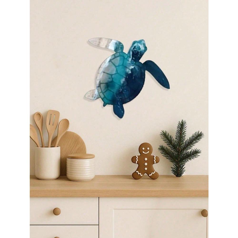 Handmade Metal Sea Turtle Wall Art Ocean Beach Decor for Living Room Coastal Home Hanging Underwater Life Artwork Gift Tropical Nursery Bathroom