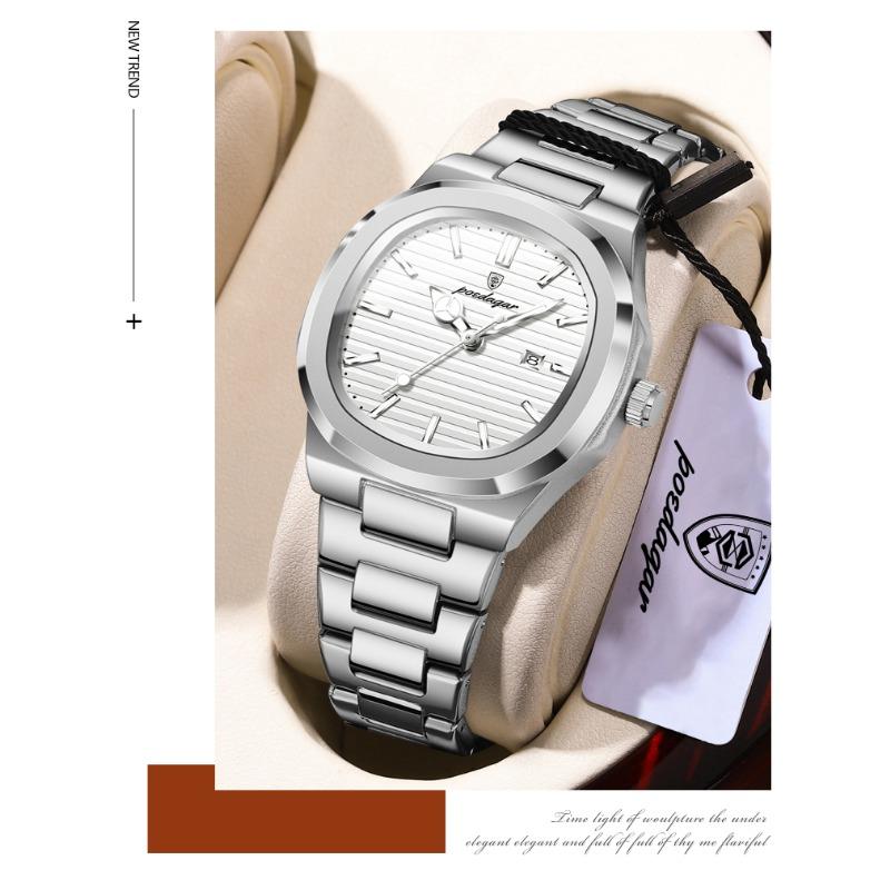 POEDAGAR Elegant Women's Watch Waterproof Luminous Date Fashion Ladies Wristwatch Stainless Steel Quartz Watches
