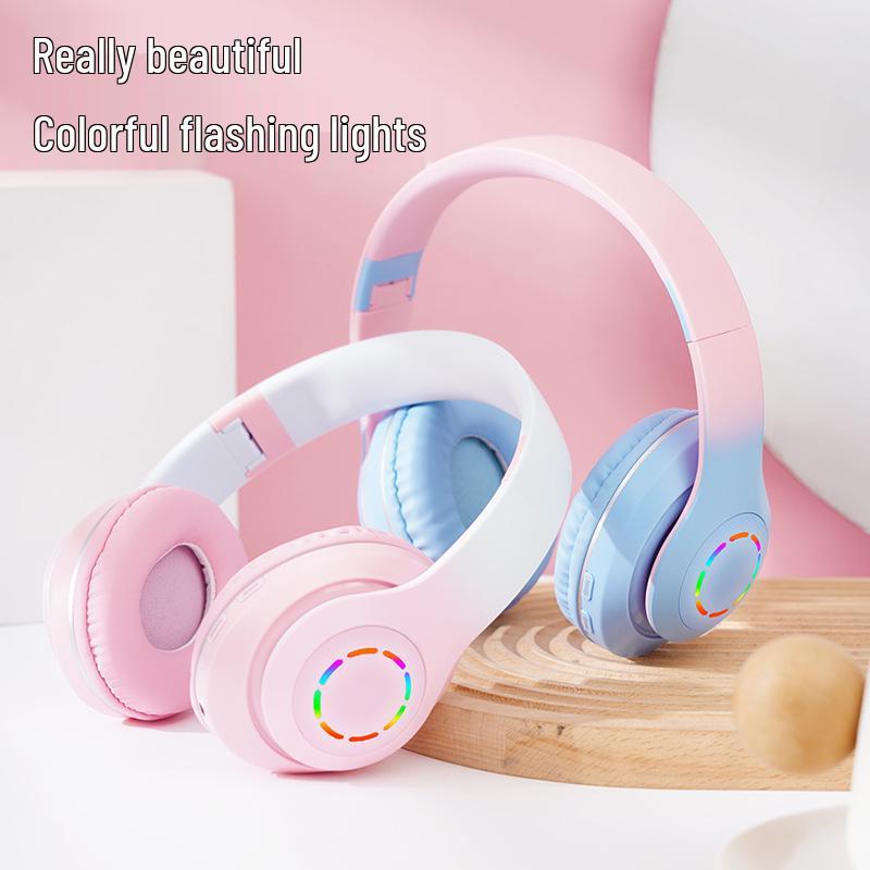 B39M PRO LED Gradient Light-Up Wireless & Wired Bluetooth Headband Headphones