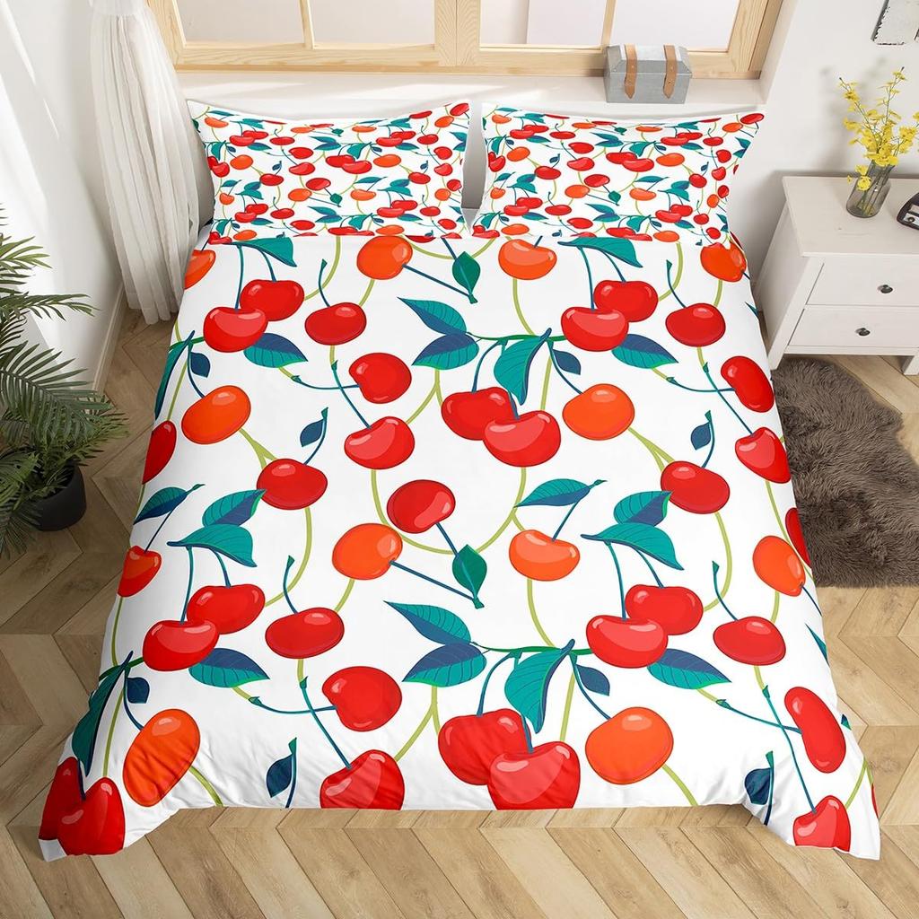 Rødt Pitaya dynetrekk konge dronning drage frukt maleri sengetøysett tropiske frukter dynetrekk moderne kunst mykt dynetrekk