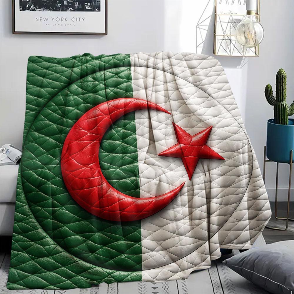1PC Algeria National Football Team Patterned Flannel Blanket Suitable For All Seasons for Home Decor Warmth and Comfort Gifts Holiday Present
