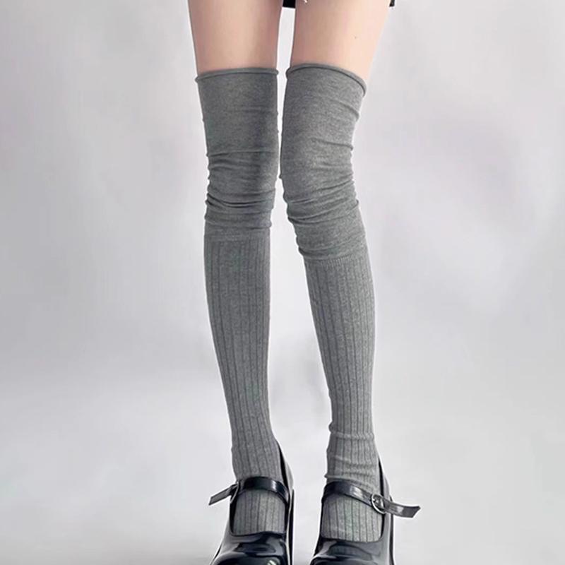 Medias de Color Sólido para Mujer Hasta el Muslo Por Encima de la Rodilla Calcetines JK Japoneses