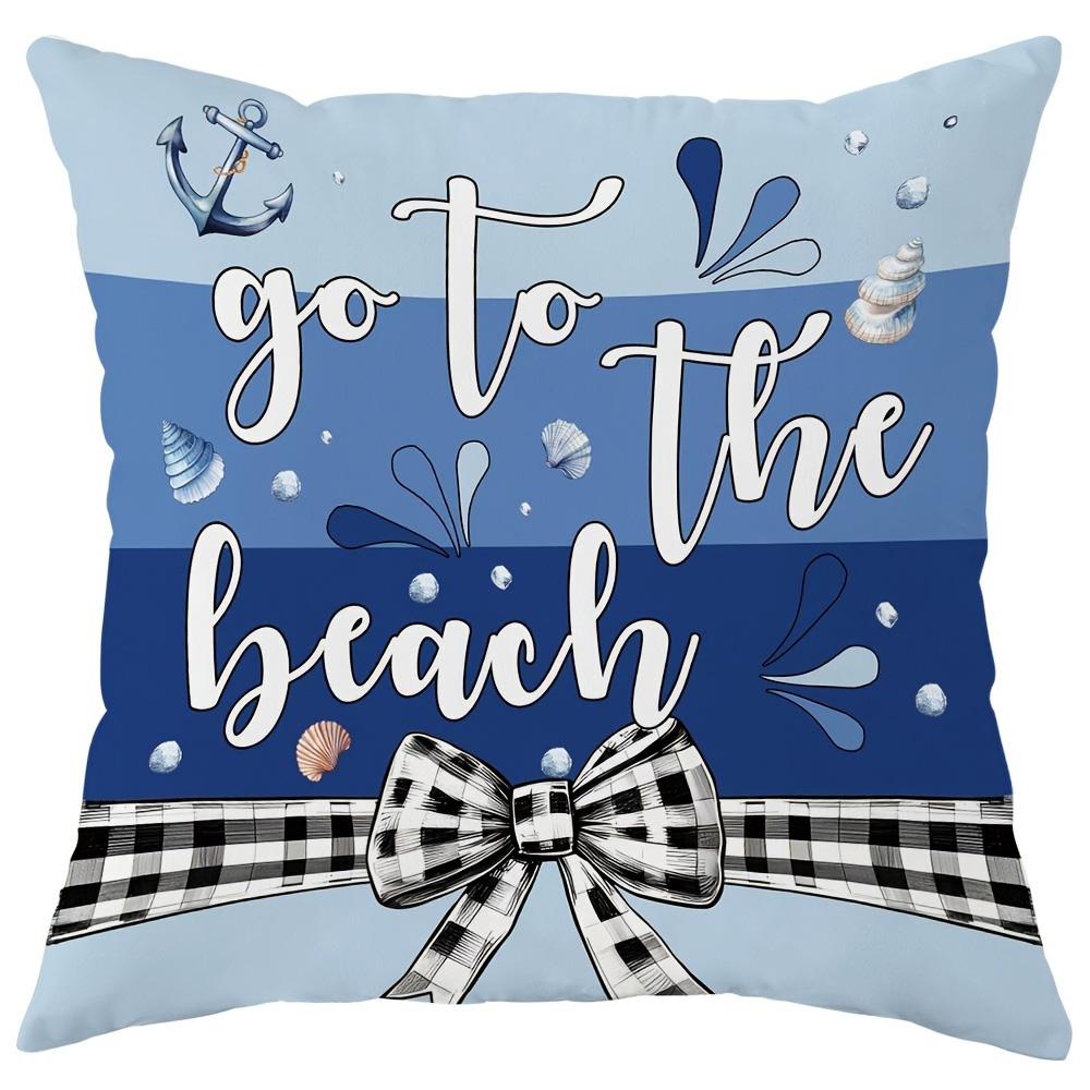 Beach - Inspired Nautical Pillow Cover: Seashells, Anchors and Coastal Quotes, Sofa Cushion Cover, Bedroom Room Decor