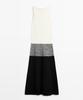 Masimodutti 100% Cotton Contrast Knit Midi Dress