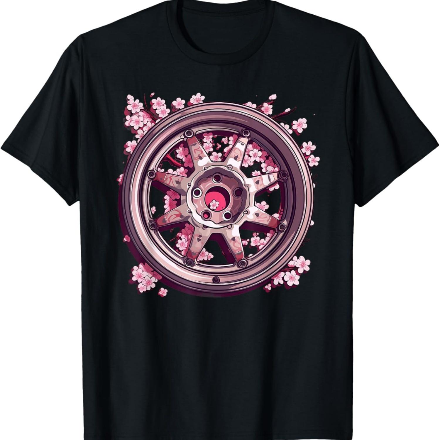 Wheel Racing Car Rim Cherry Blossom T-Shirt S чёрный