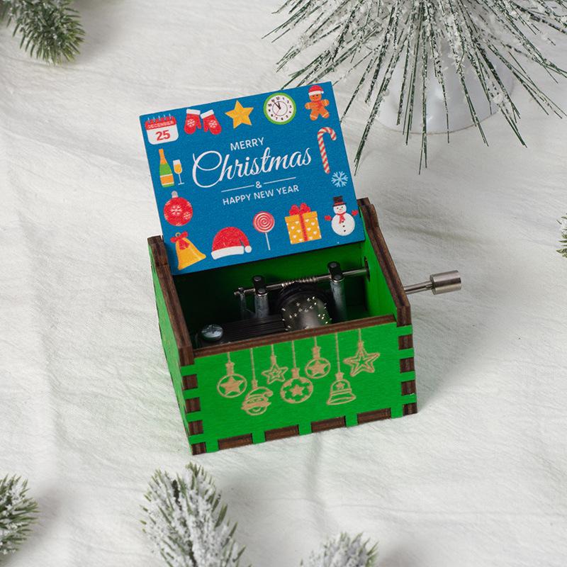 Wooden Hand-Cranked Christmas Music Box Ornament