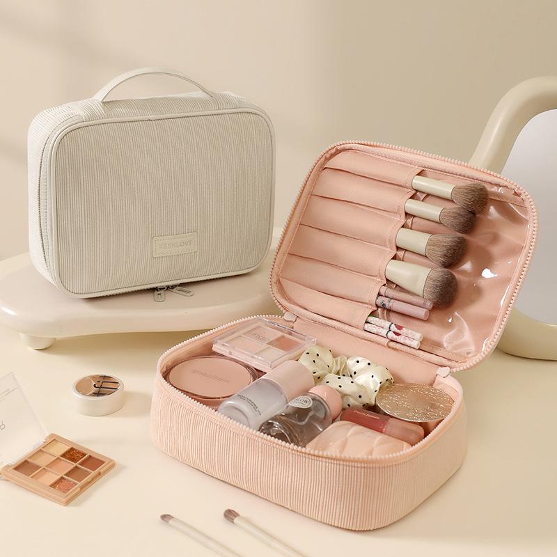 New Four Sided Handheld Makeup Bag Large Capacity Cosmetic Bag Women Travel Organizer Bags Toiletry Bag Skincare Organizer