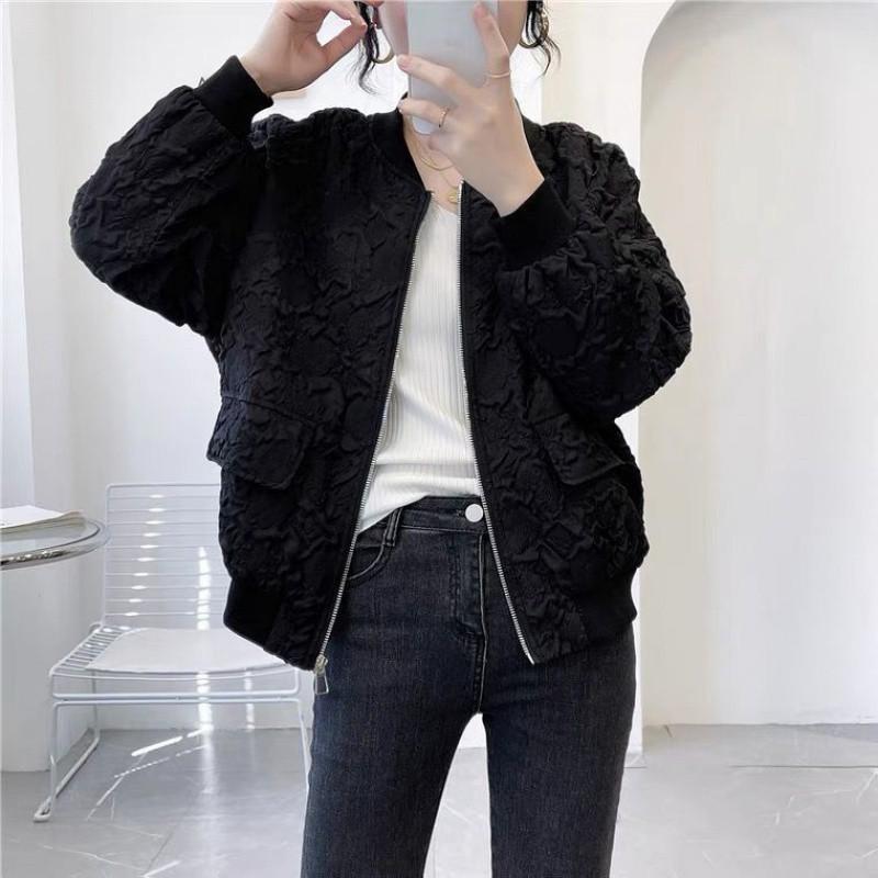 Women's Casual Lace Plus Size Short Windproof Jacket Single Layer Baseball Clothing Tops