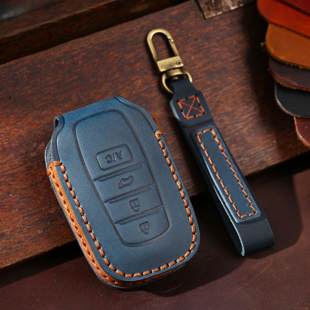 Car Key Case for Toyota BZ4X Key Case Corolla Vios Crazy Horse Leather Car Key Case Genuine Leather