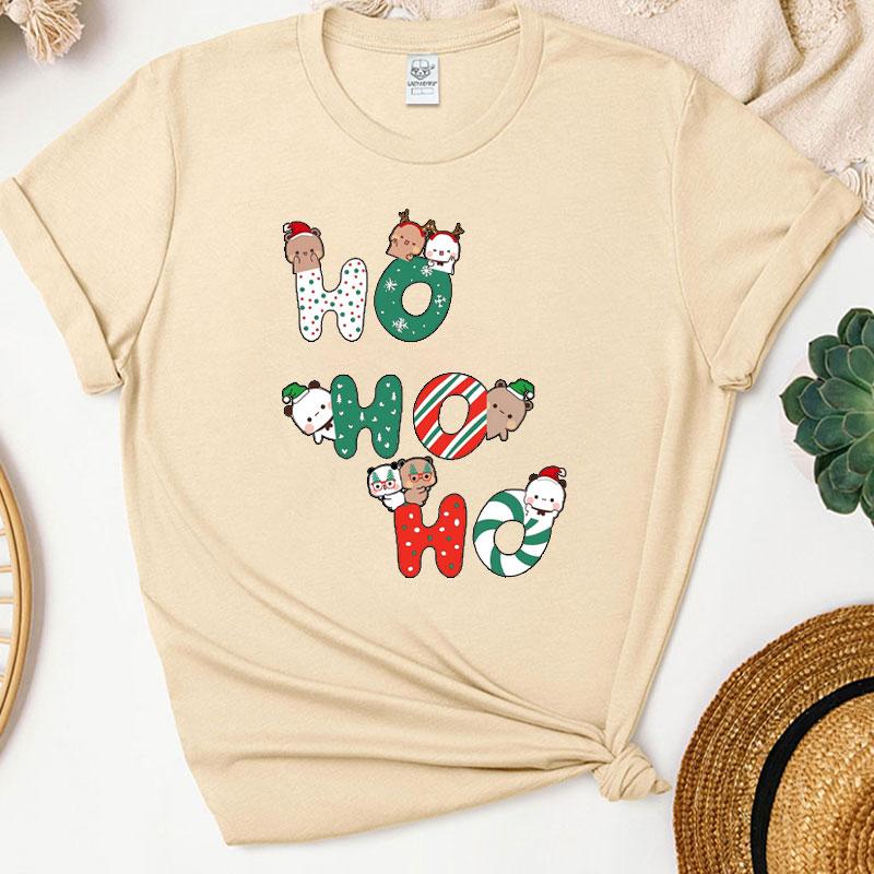 Kawaii Bubu Dudu Merry Christmas Couple Tshirt Trendy Funny Cartoon Anime Shirt Fashion Holiday Party Celebrate Cotton Tees