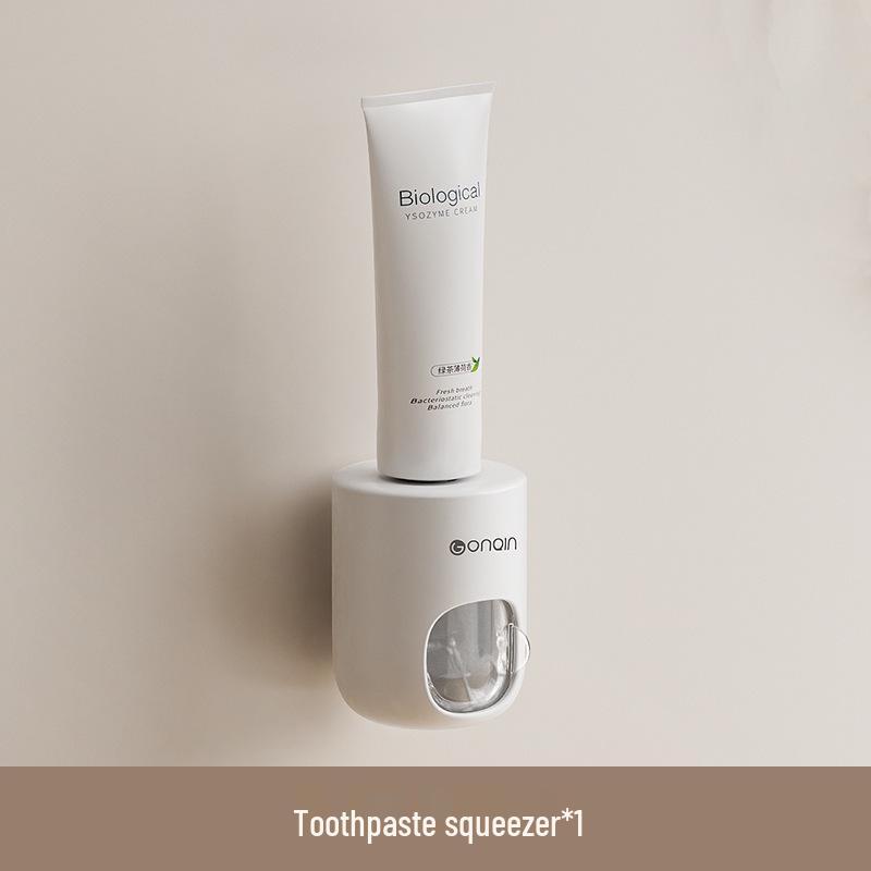 Wall-Mounted Toothbrush & Tooth Cup Holder Set - Punch-Free Installation, Home Storage Solution