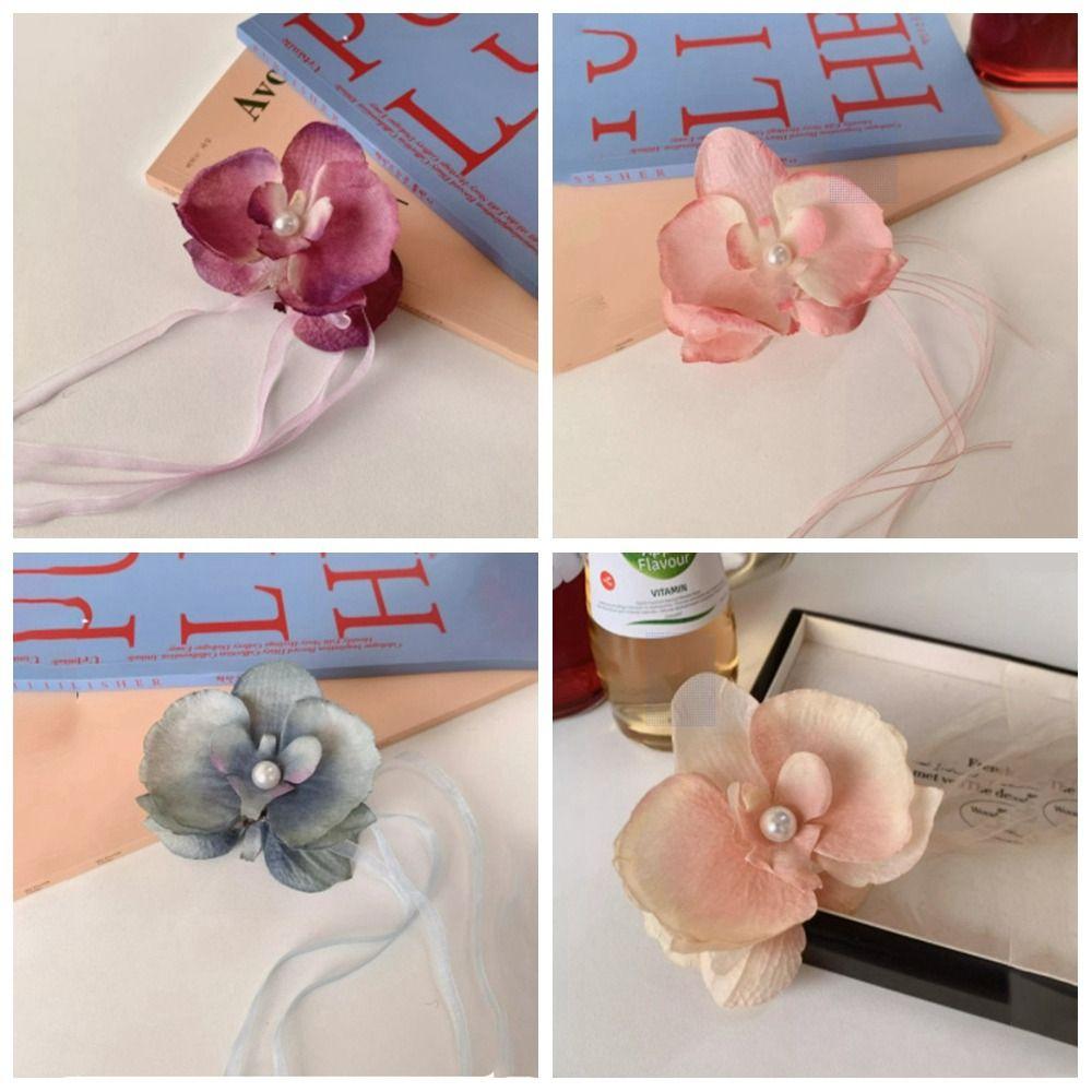 Pearl Flower Hair Claw Butterfly Orchid Large Shark Clip Cute Orchid Hair Clip  Girl