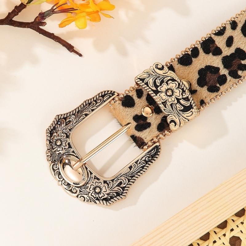 Blingbling Waist Belt for Street Dance Jean Belt Livehouse Punk Waist Chain Stunning Leopard Print Rhinestones