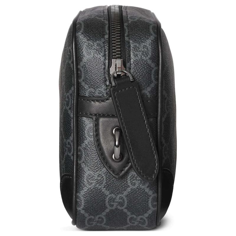 Gucci GG Emblem Brand Letter Pattern Zipper Closure Fabric Toiletry Bag Small Size Men's Black