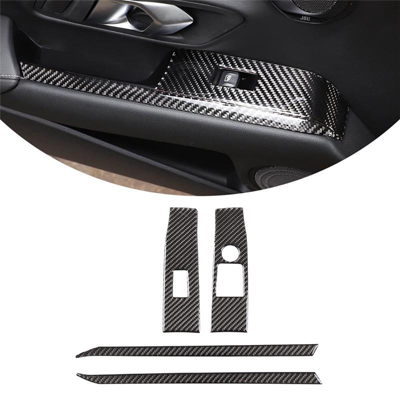 WO-For Toyota Supra GR A90 - Soft Carbon Fiber Car Door Armrest Window Switch Panel Sticker Trim Parts (RHD)