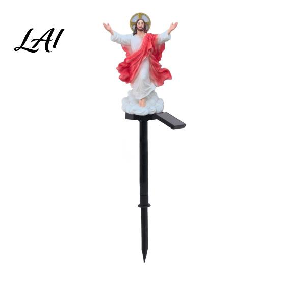 Decorative Solar Lawn Lights Jesus Statue Light Religious Garden Outdoor Waterproof Lighted Christian Patio Ornaments Figurine Pathway Light