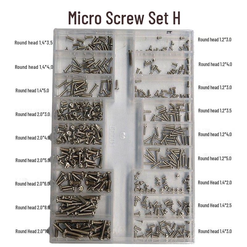 304 Stainless Steel Fastener Set: Nuts, Washers, Machine & Self-Tapping Screws, Bolts, Nails, Round Head M3/M4.