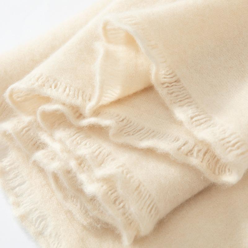 Women 100% Pure Cashmere Scarf Fringe Detail Winter Warm Soft Cozy Tassel Scarf Fashion Casual Wrap Cold Weather Accessory