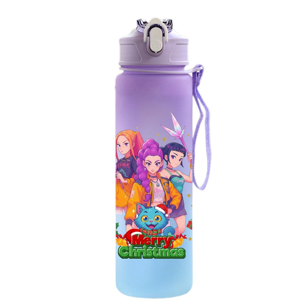 750Ml Water Bottle Christmas K-Pop Demon Hunters Printed Large Capacity Drinking Cup Portable Outdoor Sports Water Cup Children Kid Gift