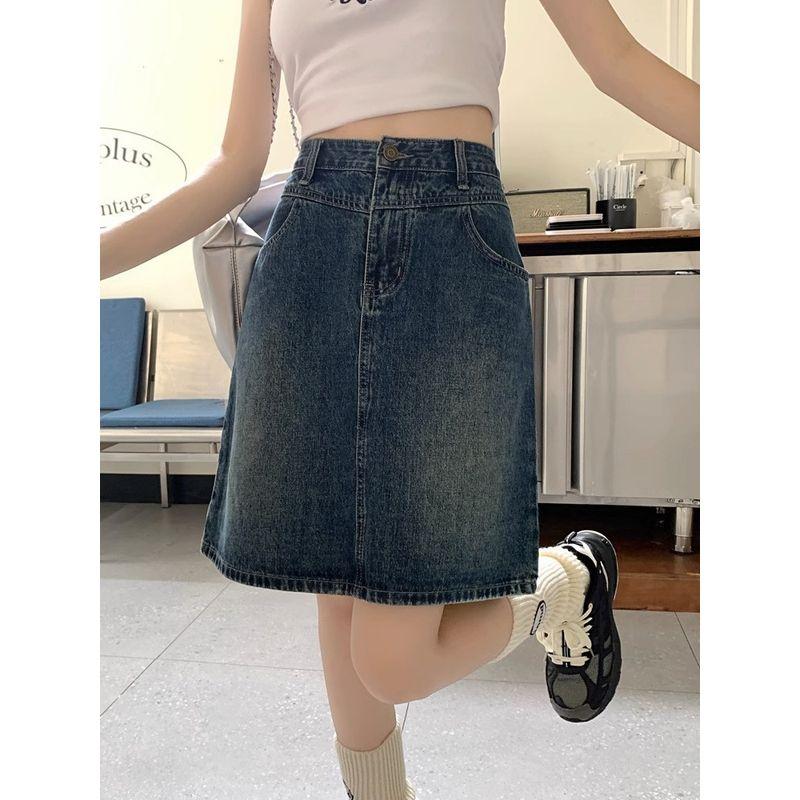 Early Summer Half Length Denim Half-Length Fat Sister Casual Short Skirt