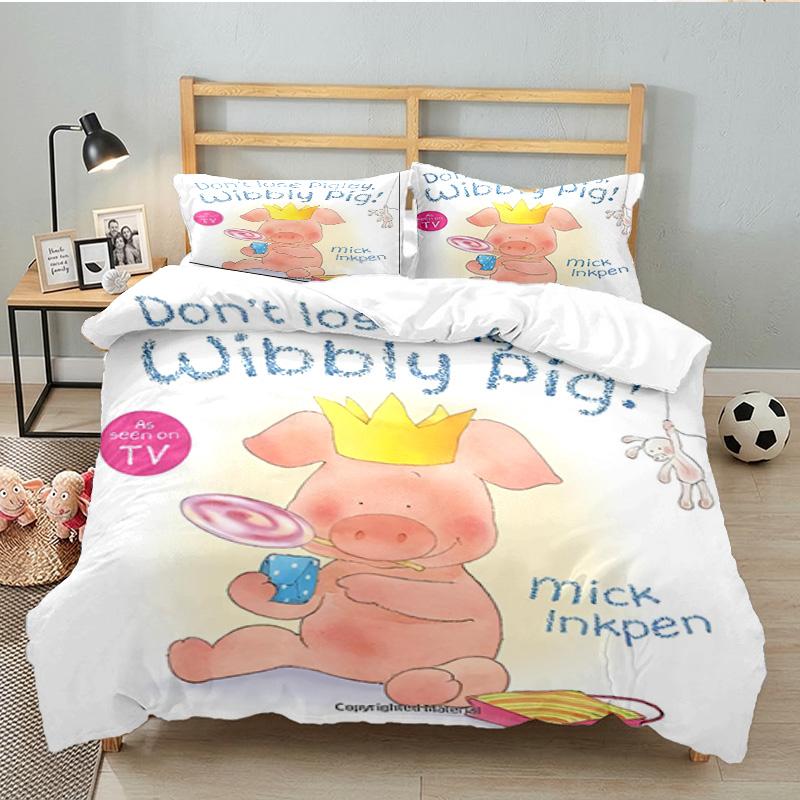 Wibbly Pig Adventure 3PCS Bedding set,Ideal for 1pc Duvet Cover And 2pcs Pillowcases Perfect for Fan gift,Ideal for Bedroom, Dormitory