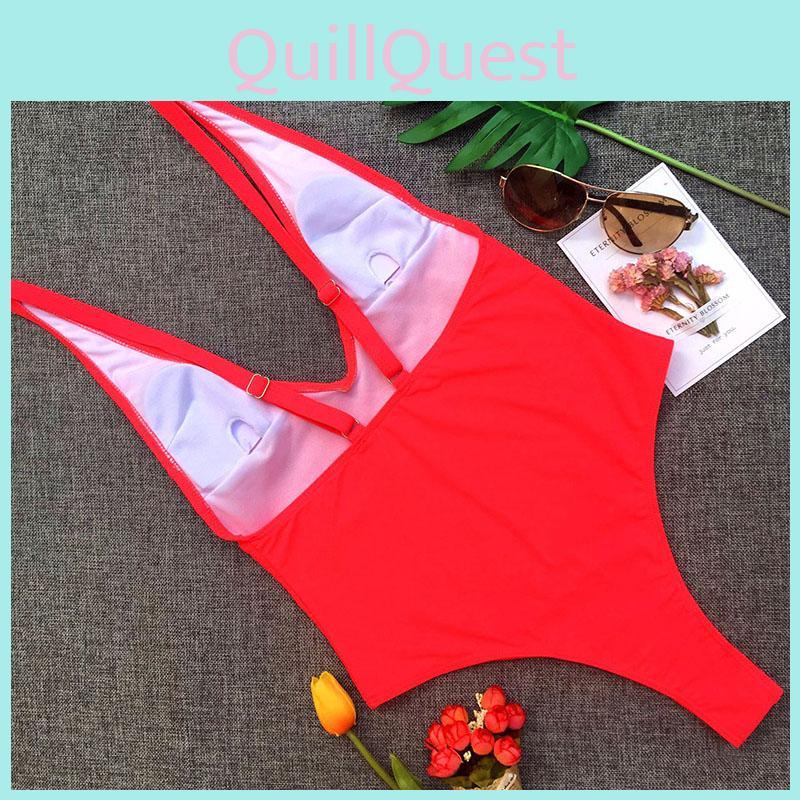 Maillot de bain une pièce élégant pour femmes avec design en V profond et soutien-gorge rembourré pour des aventures de plage stylées