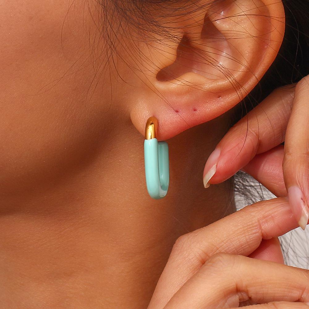 Trendy Y2K U-Shaped 18K Gold Plated Stainless Steel Earrings for Women