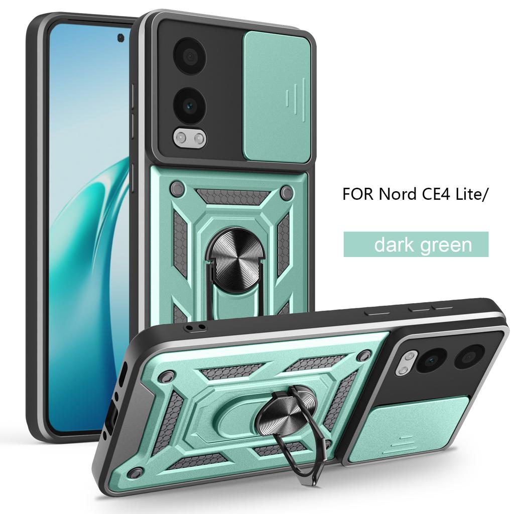 For OnePlus Nord CE4 Lite Case 1+Nord CE 4 Lite Cover Magnetic Ring Holder Armor Phone Case Slide Camera Protect Back Cover