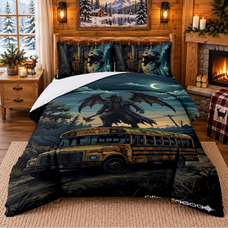 Jeepers Creepers The Creeper Pattern Bedding 3Pcs Set Bed Sheet And Pillowcases For Indoor Bedroom