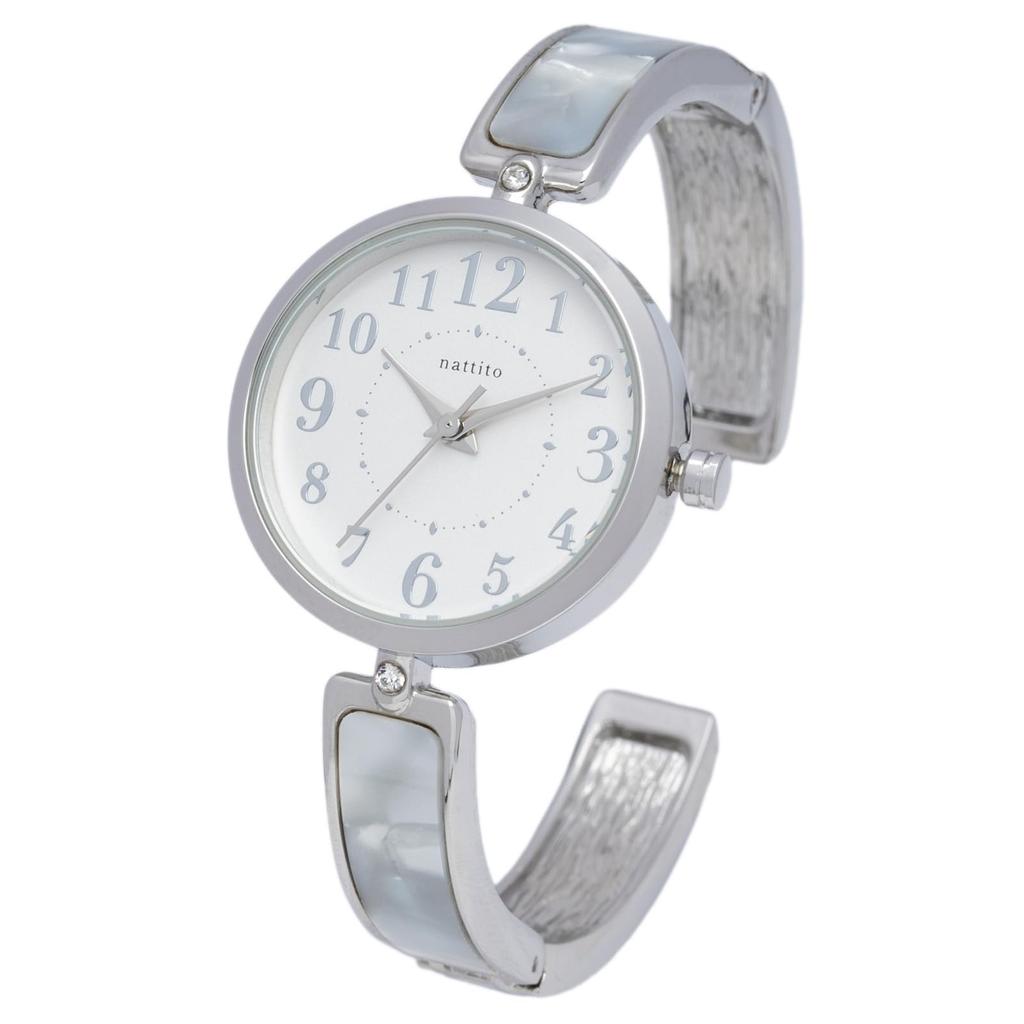 Fieldwork Analog Metal Bangle Shelloon Silver Women's Watch, Band, Watch, Bracelet, Shell-like Acetate, JN039-1