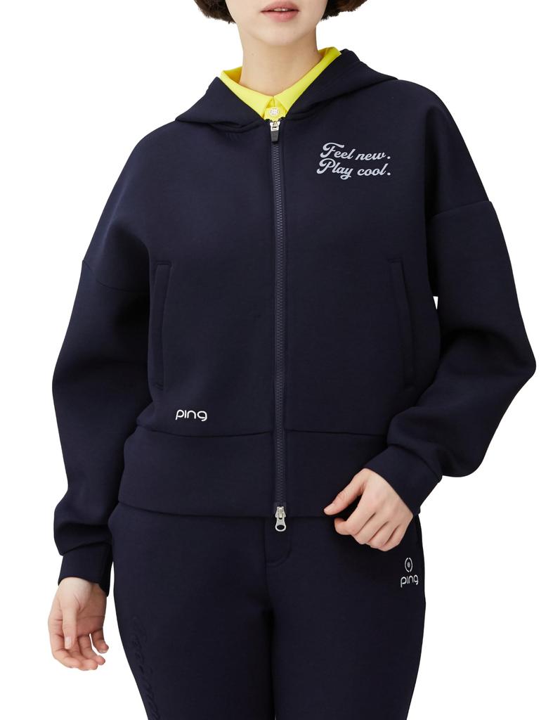 Long Sleeve Full Zip Hoodie Golf M [Ping Apparel] Women's (Cardboard Knit, Lightweight) / / 622-4162200 120_Navy