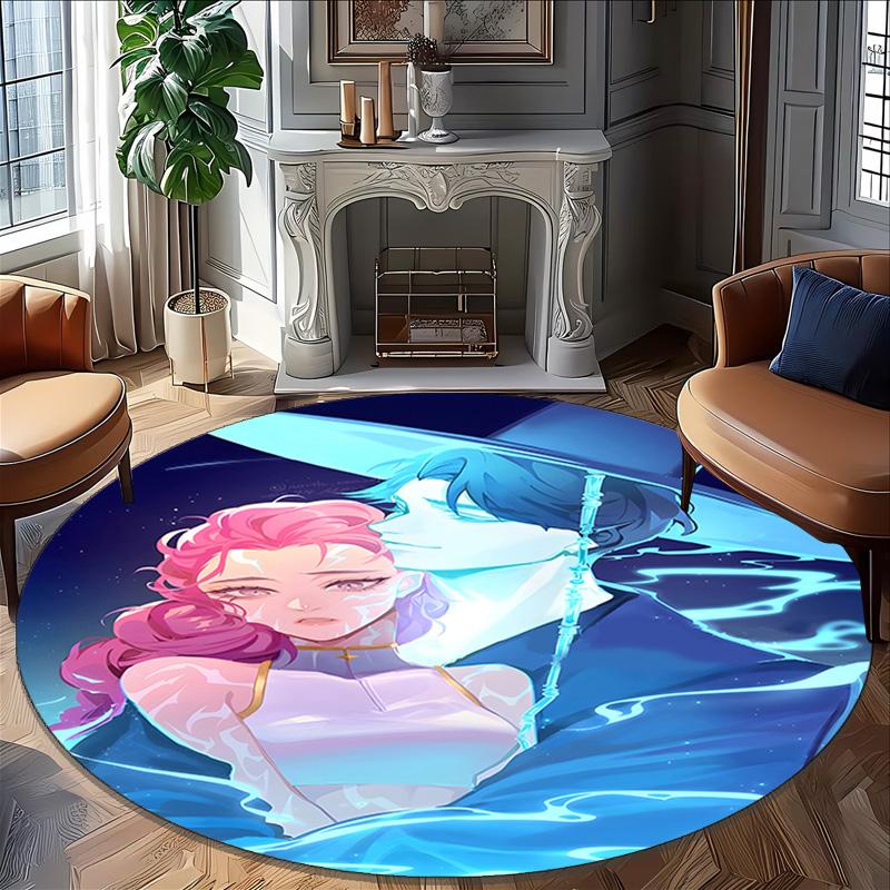 1pc KPop Demon Hunters RUMI8 Print Round Carpet Chair Round Carpet Suitable for Bedroom Living Room Home Decorative Carpet