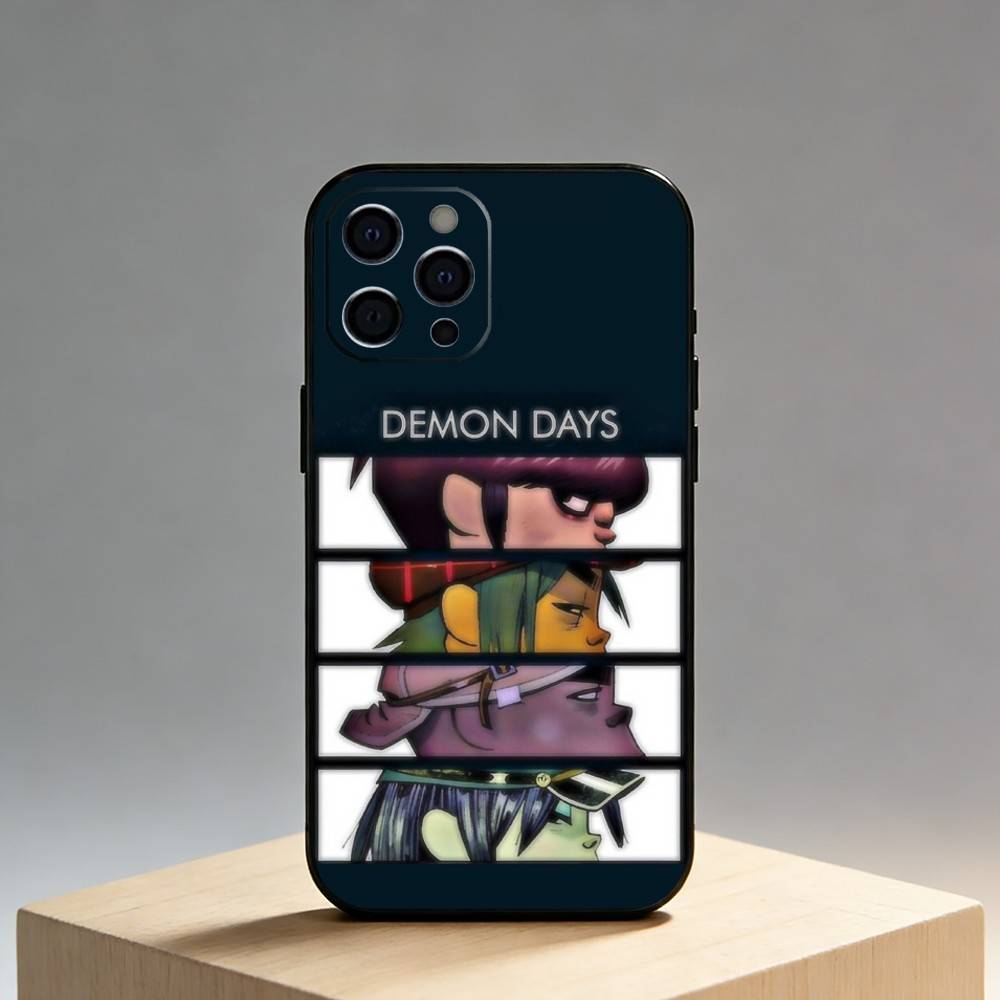 Band Rock Comica G-gorillaz Custodia per Telefono Per iPhone17,16,15,14,13,12 Plus,Max Cover Nera in Morbido Silicone