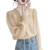 French Romance Locker geschnittenes Langarm-Chiffonhemd mit gerüschtem Saum, Frühling, neuer Stil, elegante Bluse für Damen