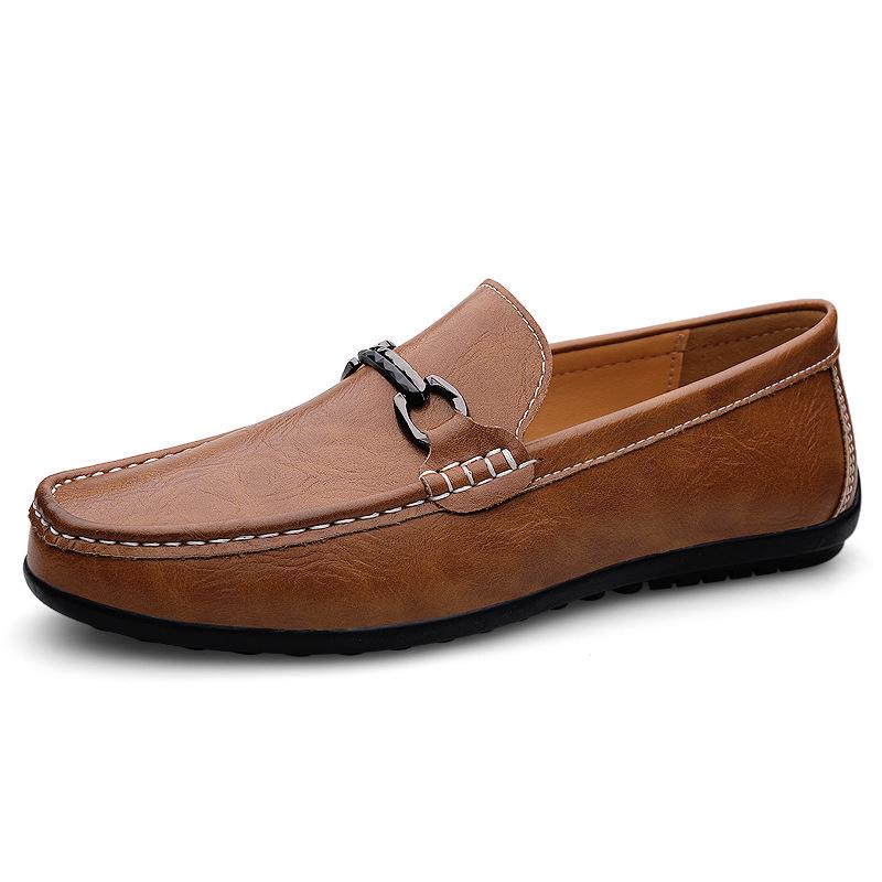 Men s Large Size Handmade Breathable Leather Loafers - Formal Business Shoes 46 коричневый