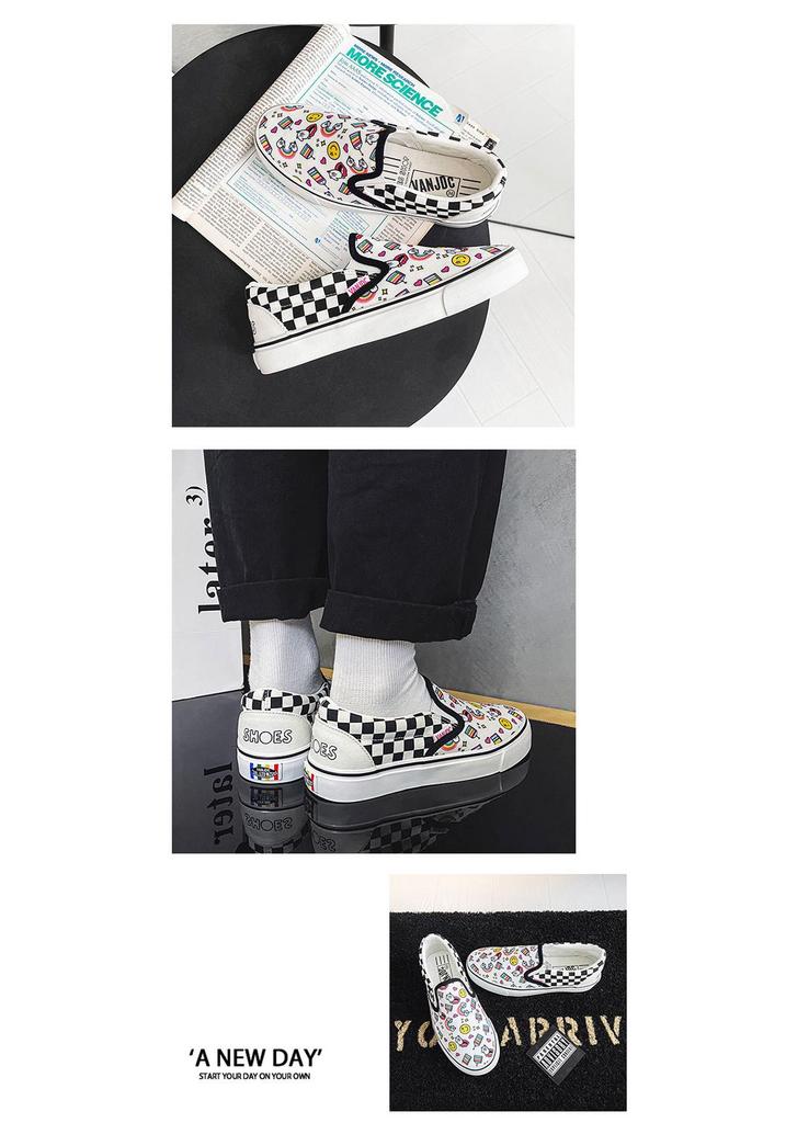Chaussures Slip-On en toile unisexes 2026: Chaussures plates d'été décontractées style coréen pour étudiants et couples.