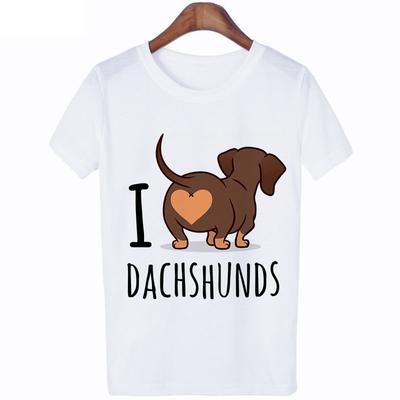 I Love Dachshund Alphabet T-Shirt Moda Female T-Shirt Harajuku Graphic T-Shirt Kawaii Fashionable Tshirt Female
