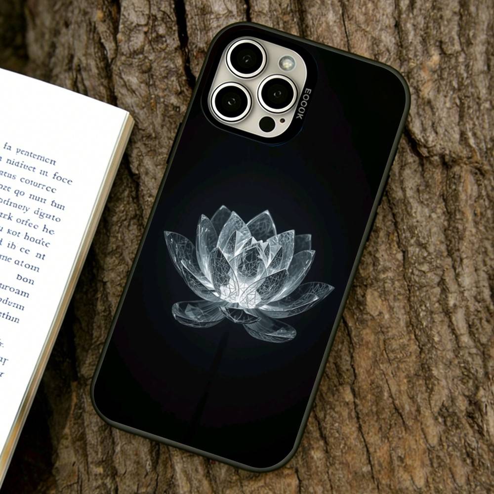 Dark flower Phone Case For iPhone 17,16,15,14,13,12,11 Plus,Pro Max,XS,Colored Silver Plated Inside Cover