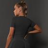 Women's Summer Seamless Ruched T-Shirt Yoga Suit - High Elastic Short Sleeve for Running and Fitness