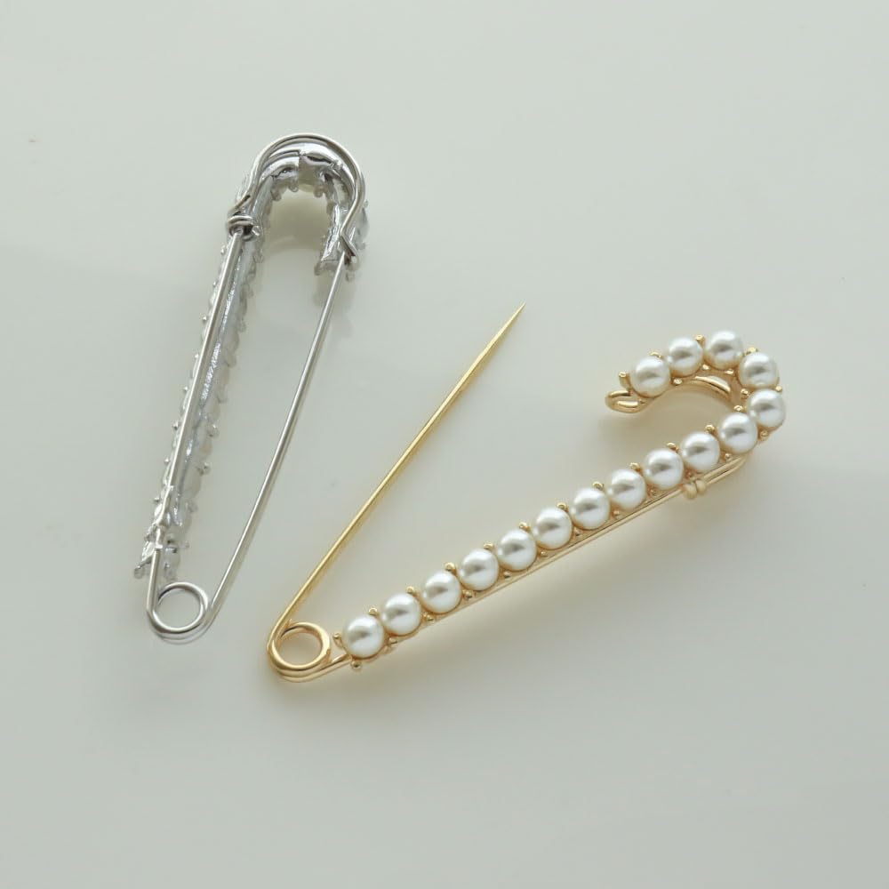 JewelVOX Small Quilt Safety Easy to Use Standard Select [Jewel Box] Brooch, Pearl, Pin, Pin, Size, Gold,