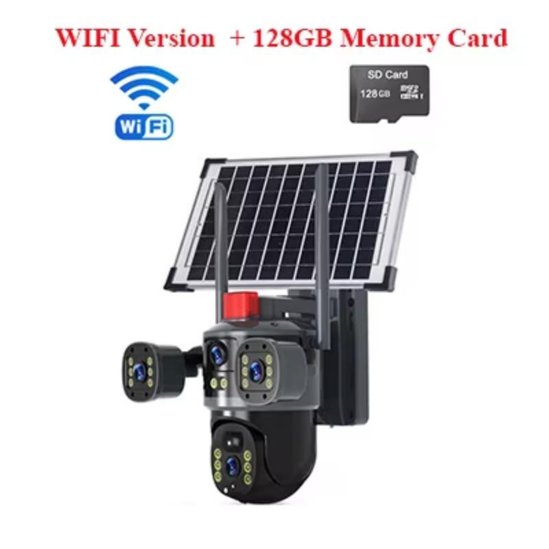 LS VISION 12MP Three-Lens 3 Screen CCTV Camera Solar 4G WIFI Wireless Solar Panel Powered Surveillance PTZ Camera Waterproof Outdoor V380Pro