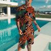 Men's Beach Set T-shirt Vacation Casual Beach Pants Suit Fashion Full Print Set Top Tees Short Two Sets