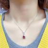 Water Droplet Shaped Artificial Ruby Pendant Necklace, Suitable for Elegant Pendant Jewelry for Banquets and Daily Wear