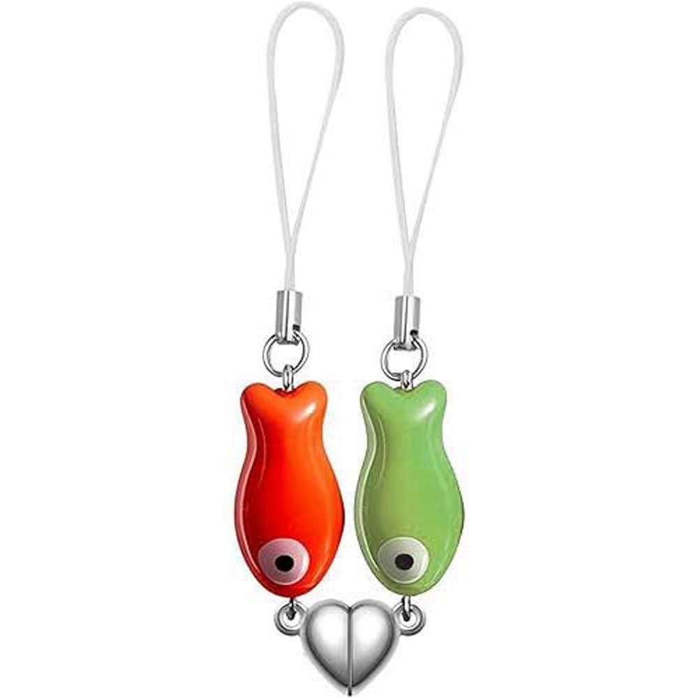 Bag Charm Fish-Shaped Keyring Heart Strap Couples Keychain Magnetic Matching Keychain Best Friend