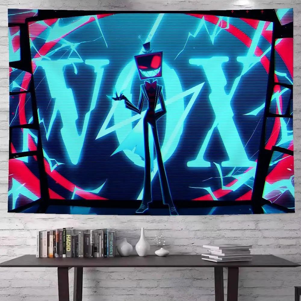 Anime Vox Tapestry H Hazbin H Hotel TV Head Devil Printing Tapestry Teen Boy Room Dormitory Game Room Decoration