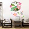 Chinese lotus background wall stickers room wall decoration bedroom warm stickers self-adhesive wallpaper