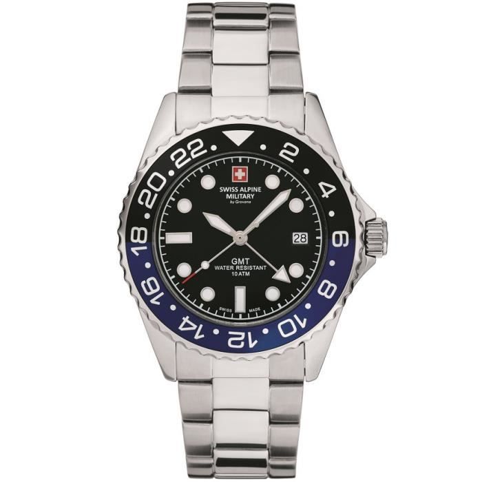 Montre - Swiss Alpine Military - SAM7052.1132 - Quartz - Homme - Noir - Acier - Sport
