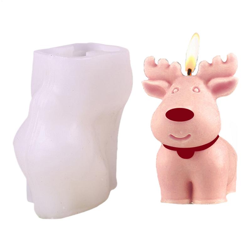 Elk Shape Candle Mold Elk Non-Stick Silicone Molds Reusable 3D Christmas Candle Mold Silicone Holiday Candle Molds Handmade