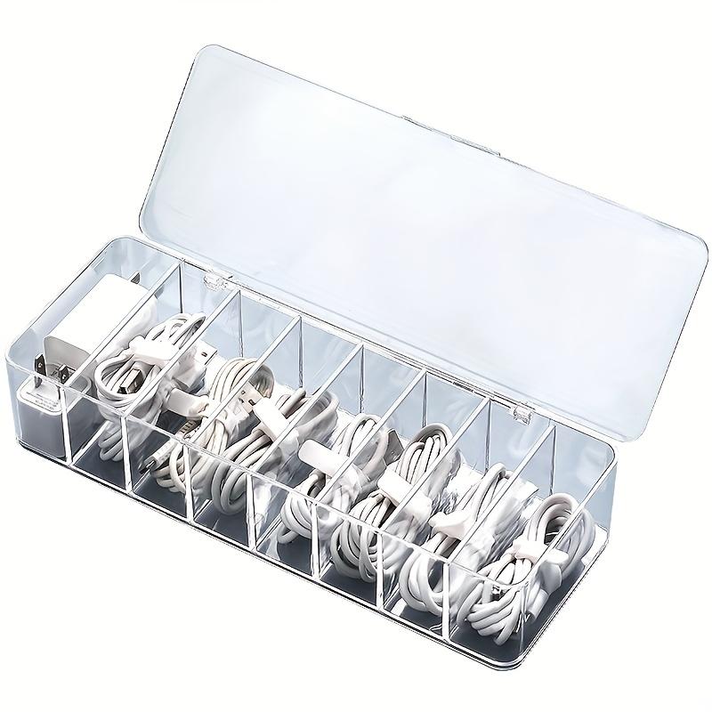 1pc Clear Plastic Cable Organizer Box, Dust-Free Desktop Storage for Cables and Accessories, Durable Material, Easy To Use