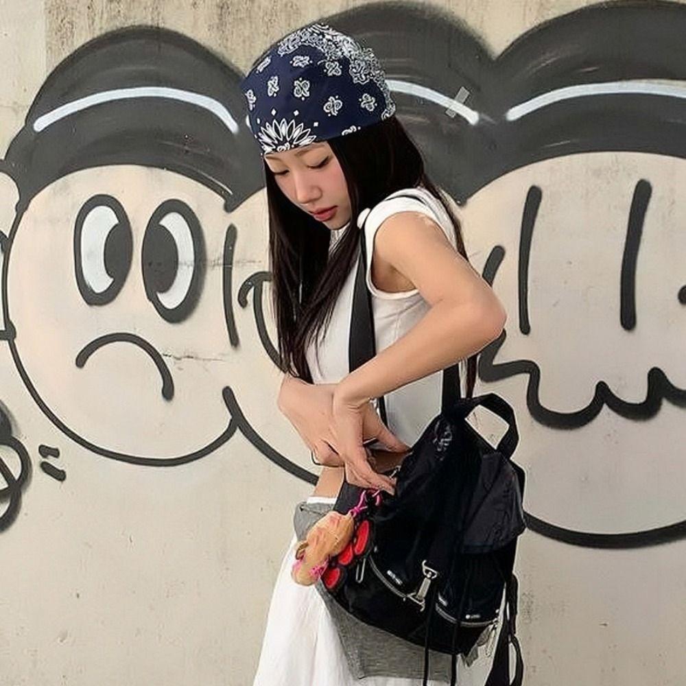 Y2K Star  Hair Band Spicy Girl Punk Bandana Fashion Small Square Scarf  Streetwear